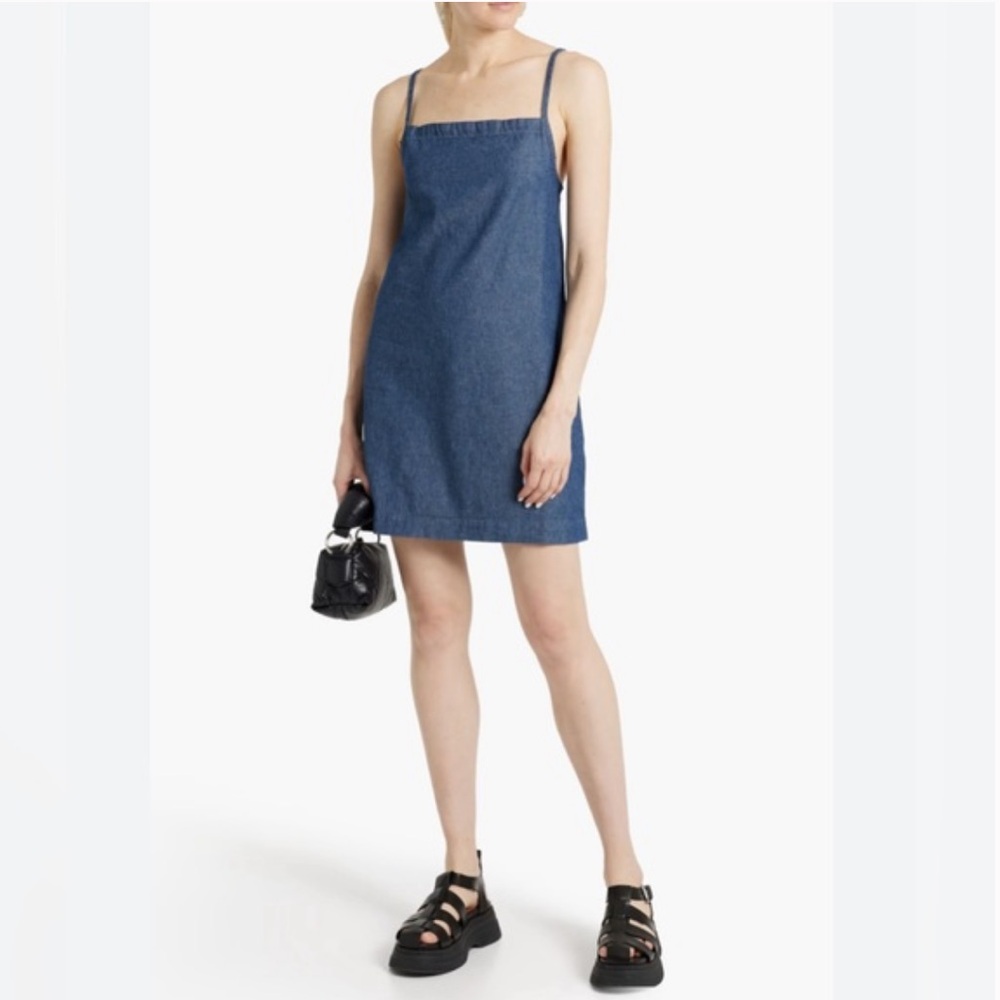 NWT Rag & Bone Denim Tie Back Mini Strap Rinse Dress